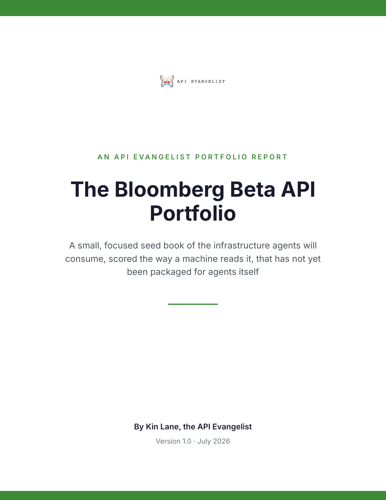 The Bloomberg Beta API Portfolio cover