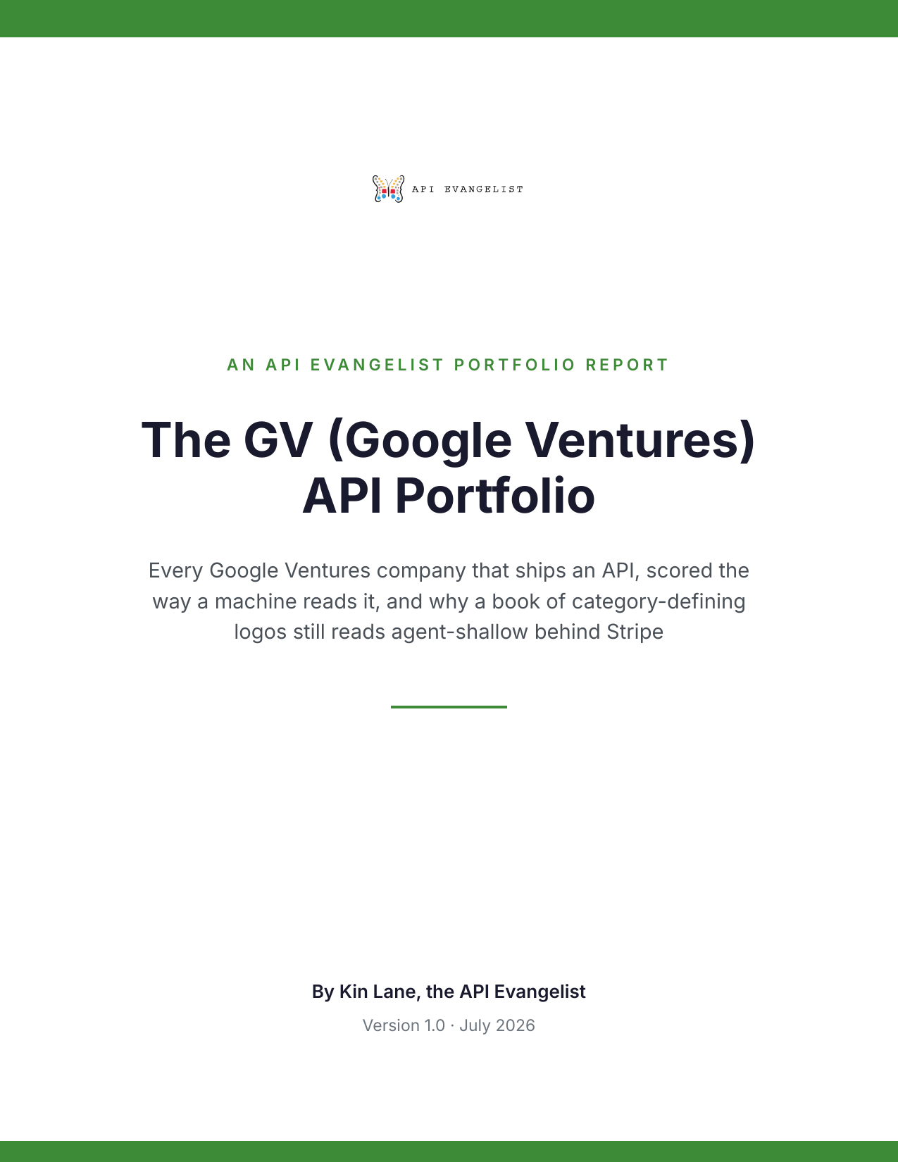 The GV (Google Ventures) API Portfolio cover