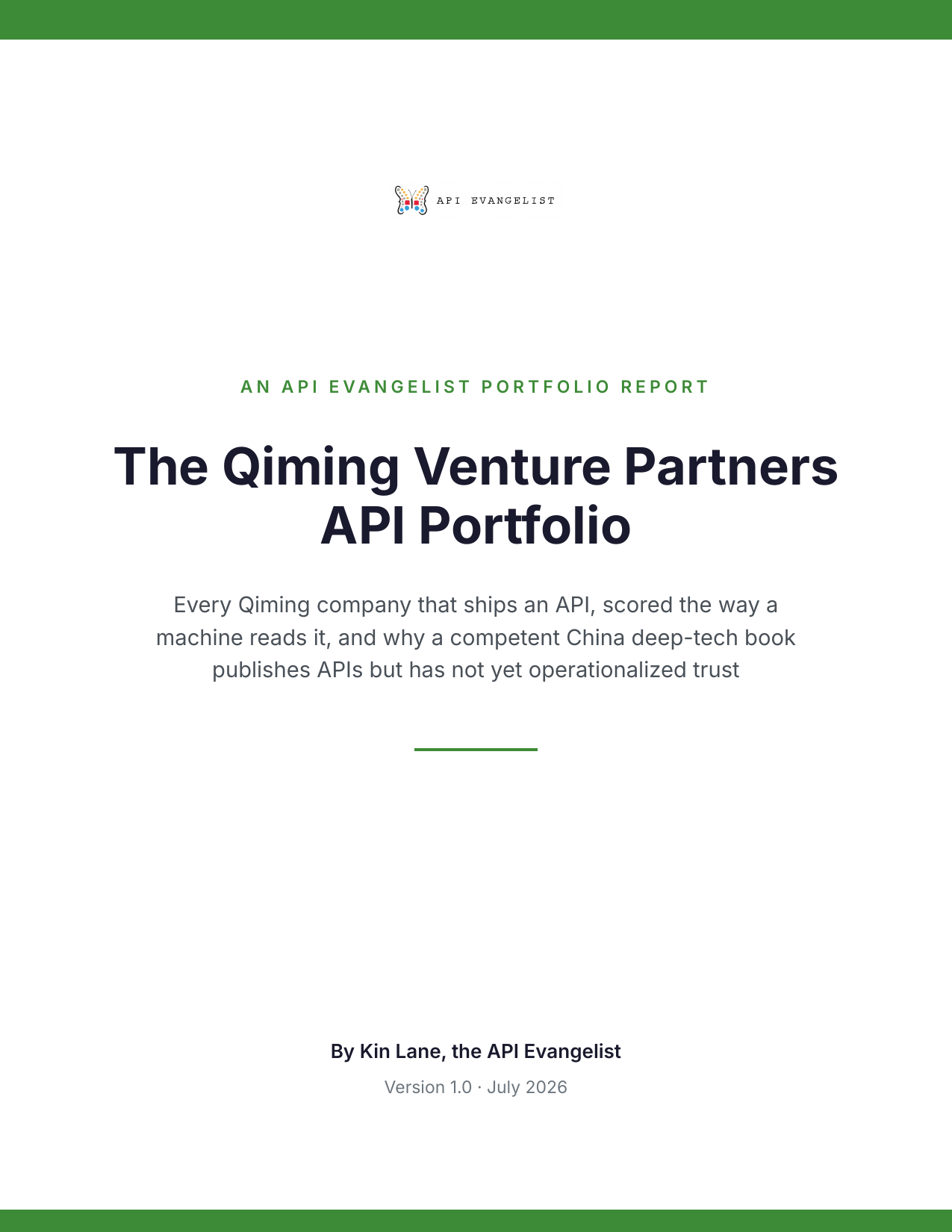 The Qiming Venture Partners API Portfolio cover