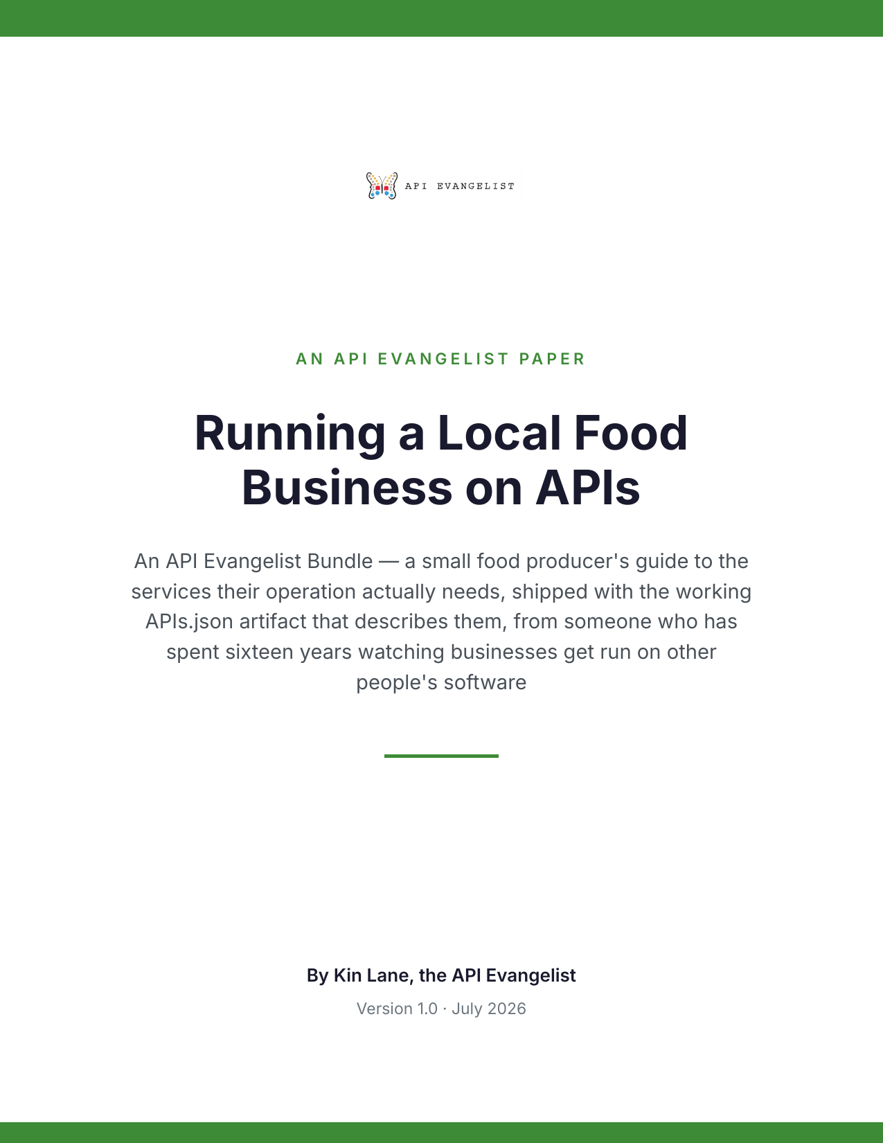 Running a Local Food Business on APIs cover