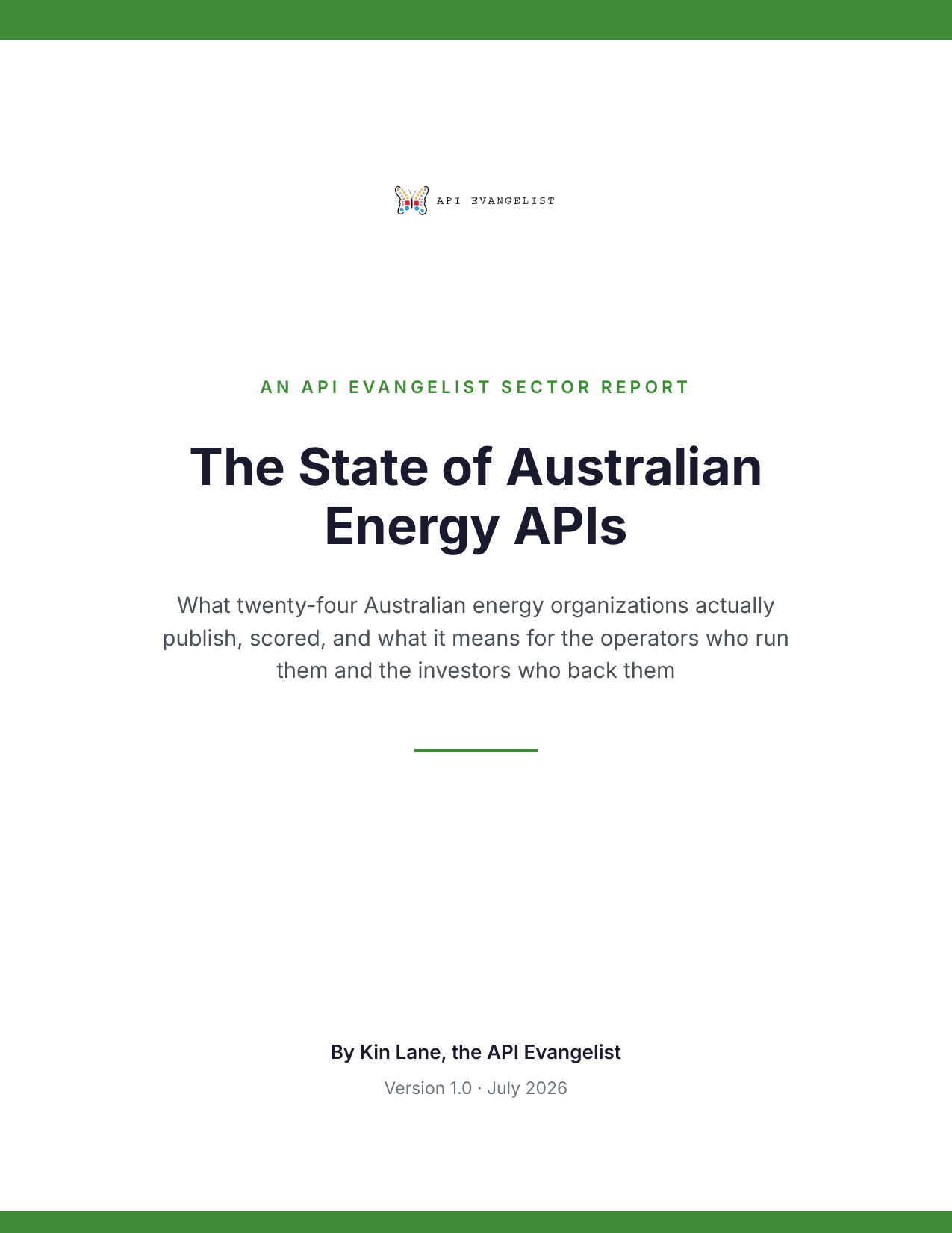 The State of Australian Energy APIs cover