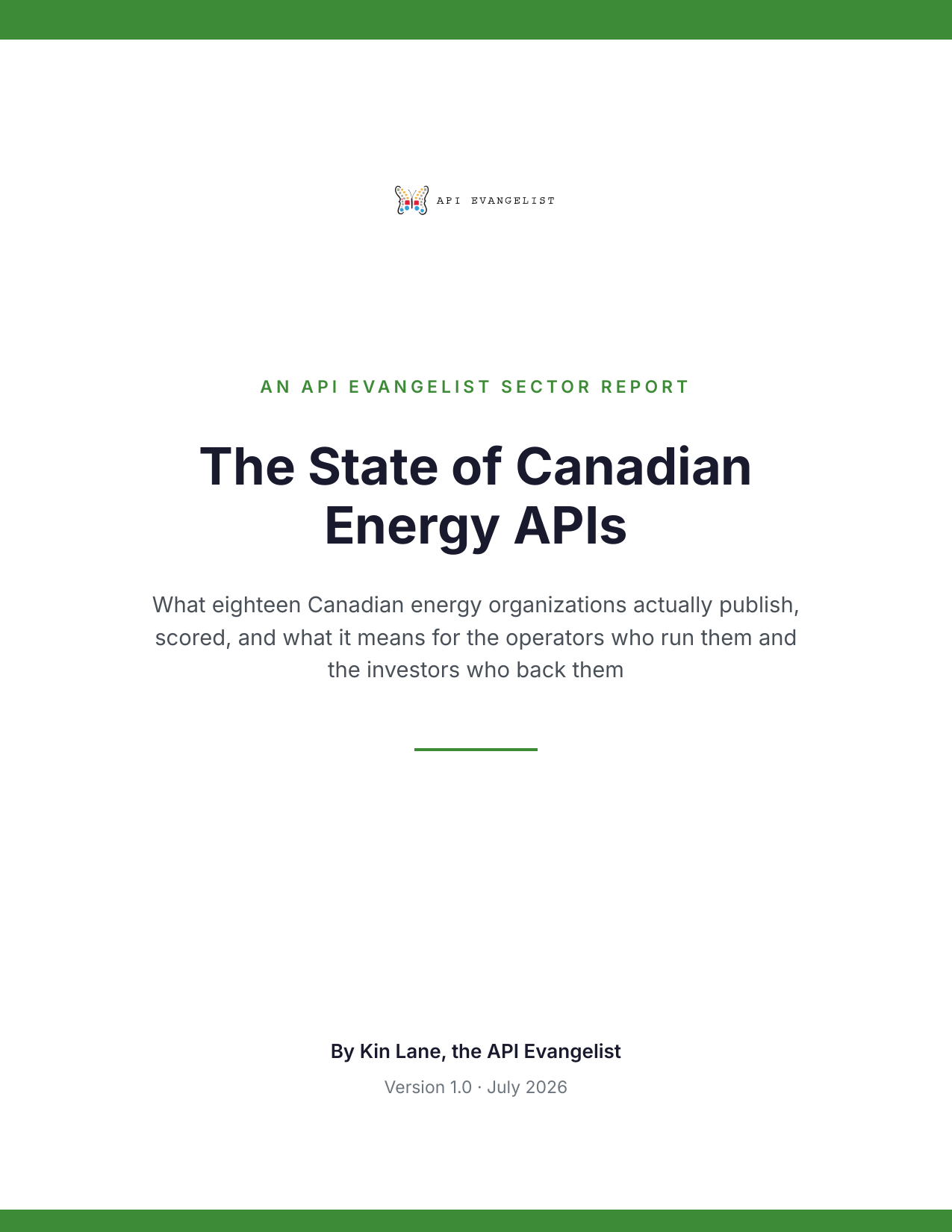 The State of Canadian Energy APIs cover