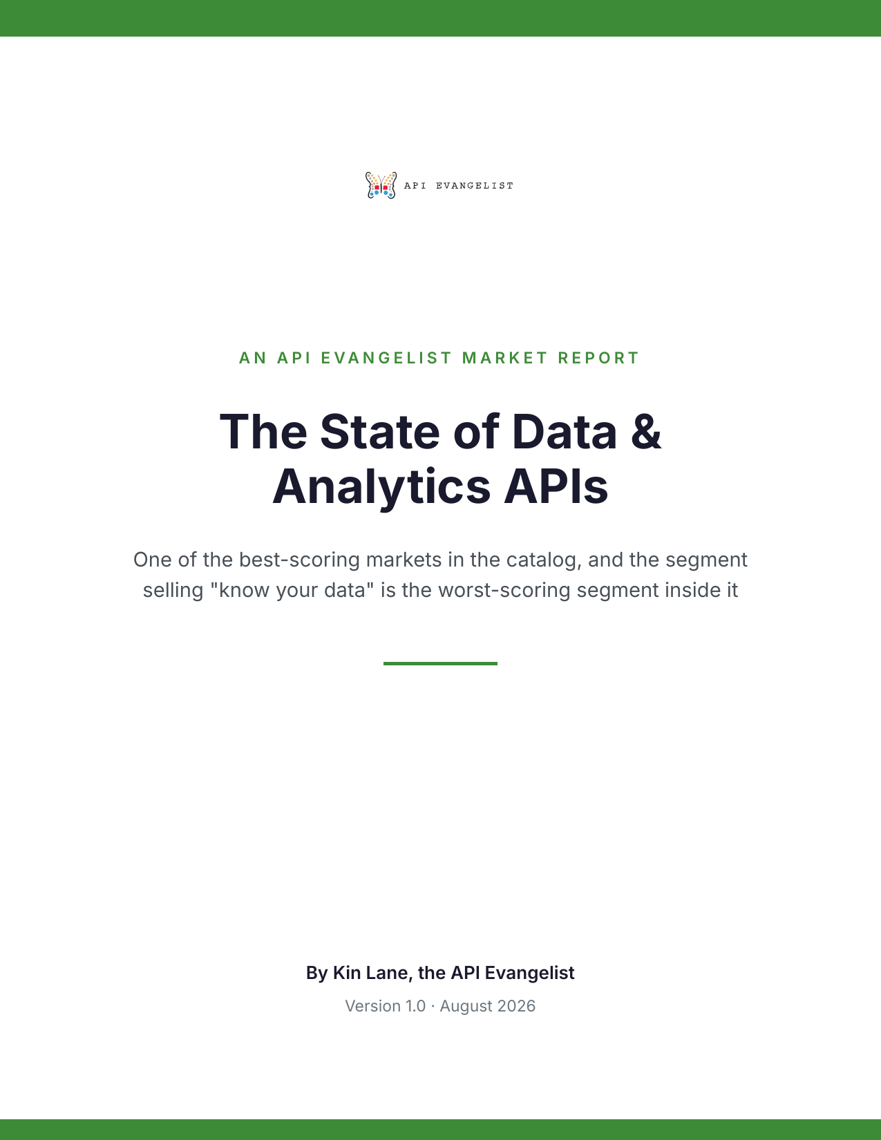 The State of Data & Analytics APIs cover