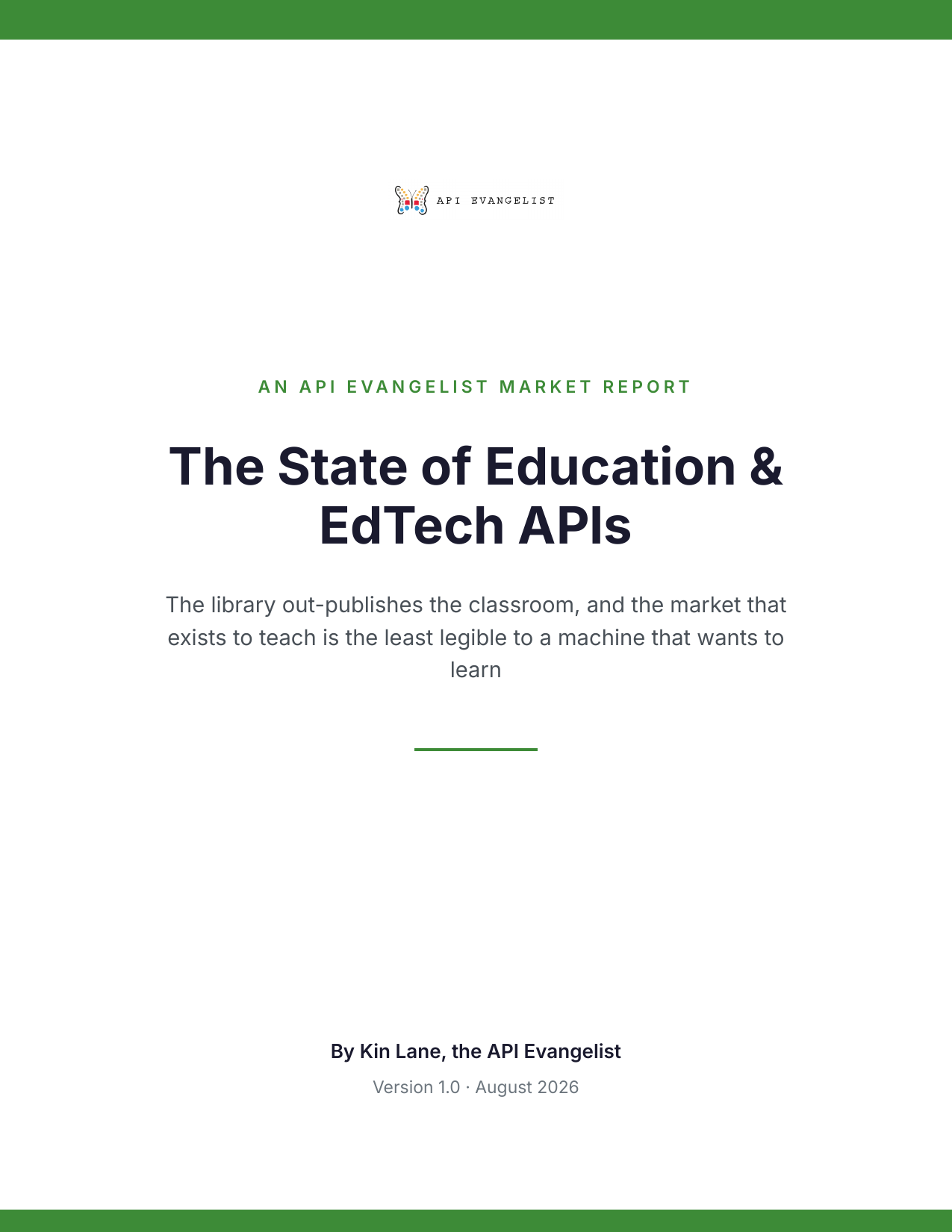 The State of Education & EdTech APIs cover