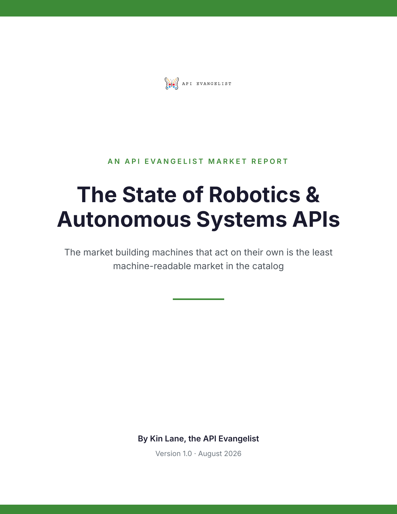 The State of Robotics & Autonomous Systems APIs cover
