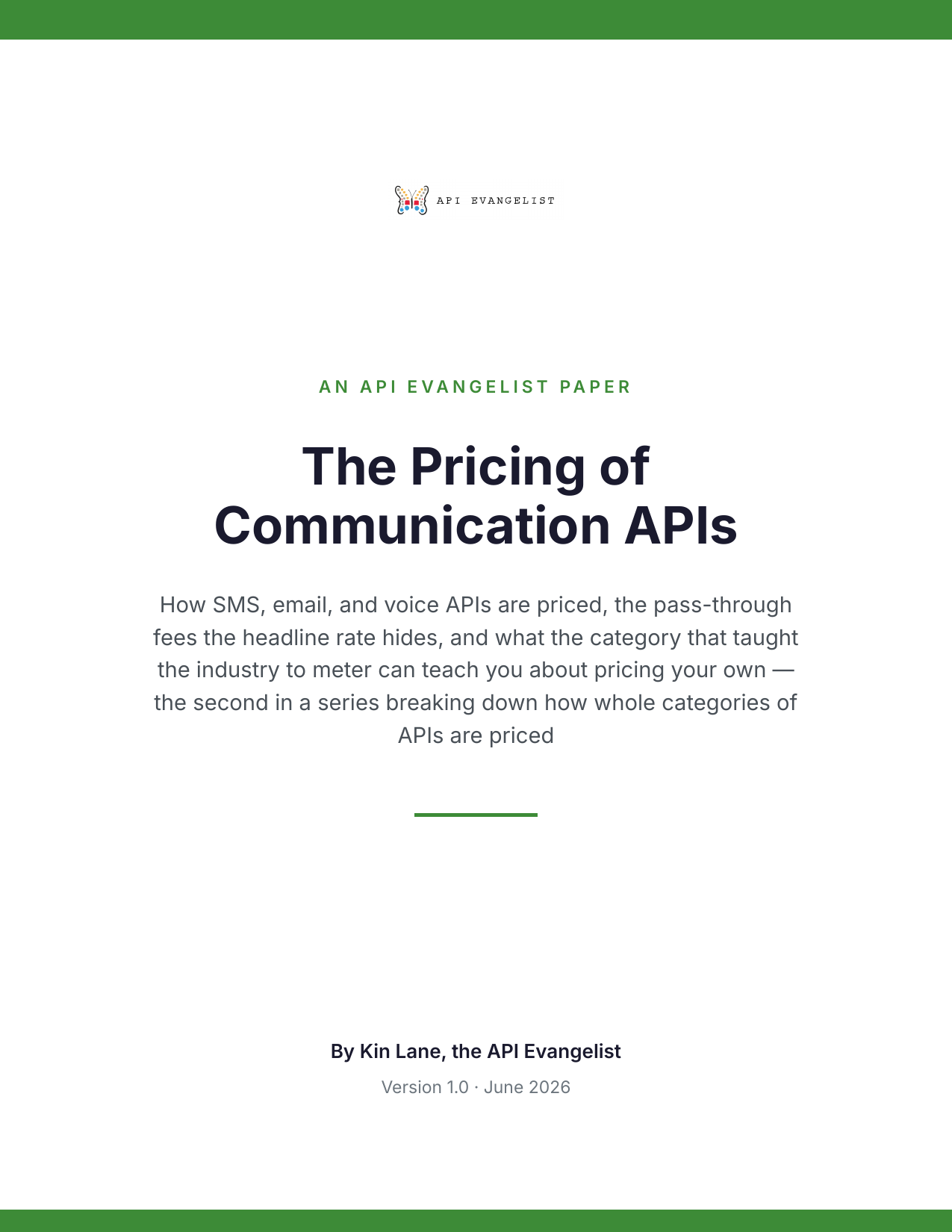 The Pricing of Communication APIs cover