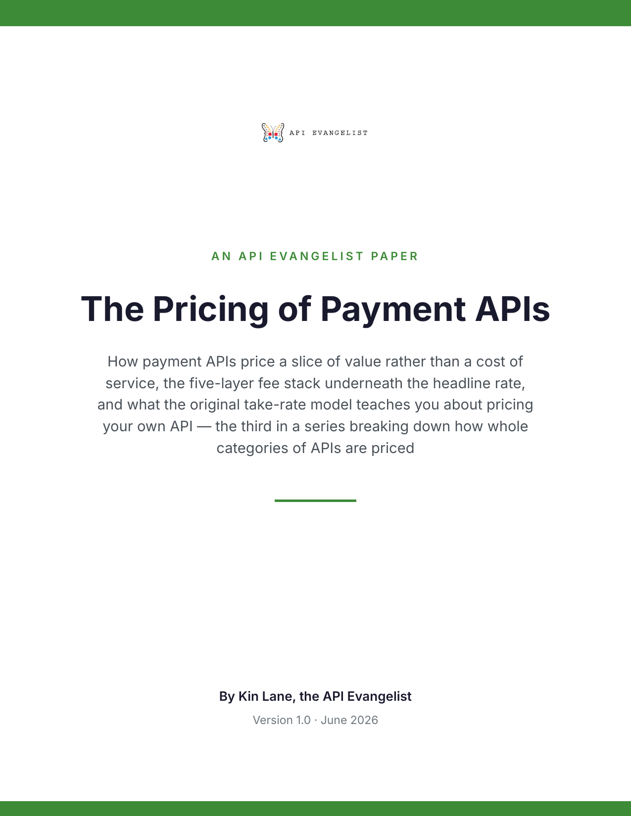 The Pricing of Payment APIs cover